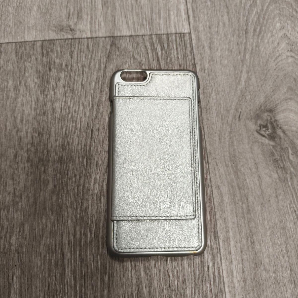 Silver Metallic Phone Case with Card Holder Slot Cover