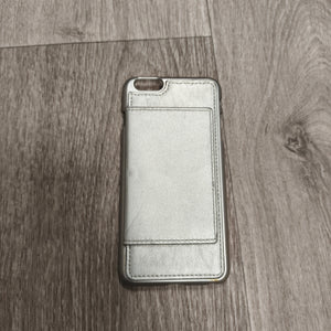 Silver Metallic Phone Case with Card Holder Slot Cover