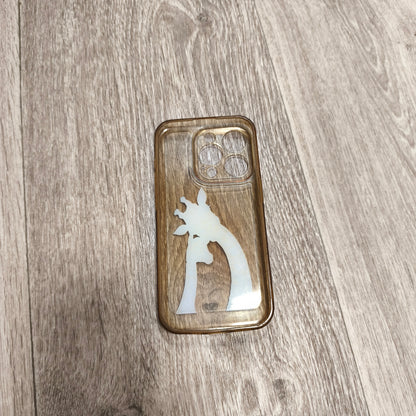 Clear Phone Case Giraffe Print Graphic Amber Tint Soft Protective Cover