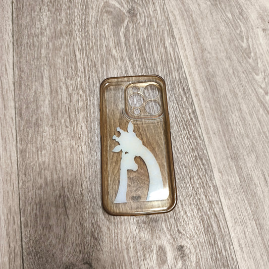 Clear Phone Case Giraffe Print Graphic Amber Tint Soft Protective Cover