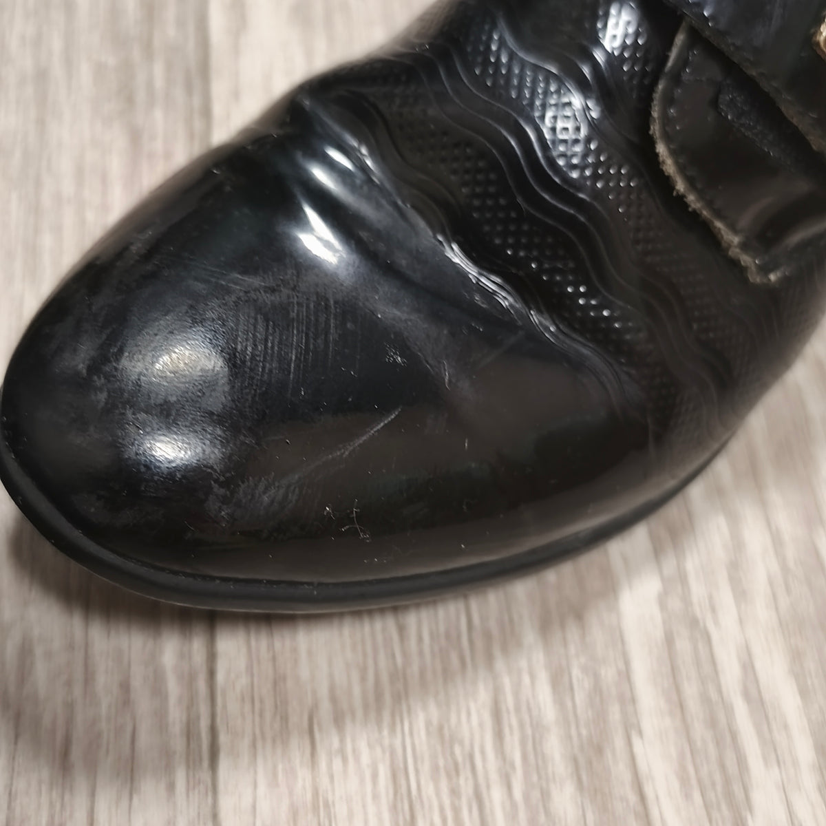 Milani Boys Black Patent Leather Dress Shoes Hook & Loop Formal Loafers Size 31