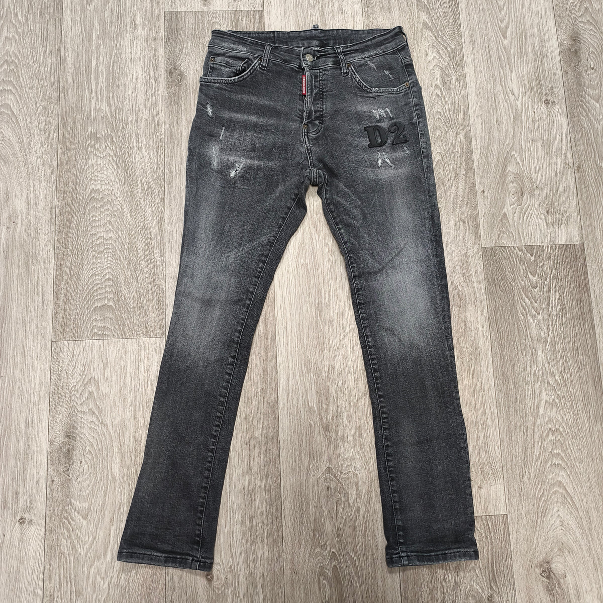 DSQUARED2 Mens Black Distressed Jeans Size 48 IT D2 CIAO Patch Button Fly