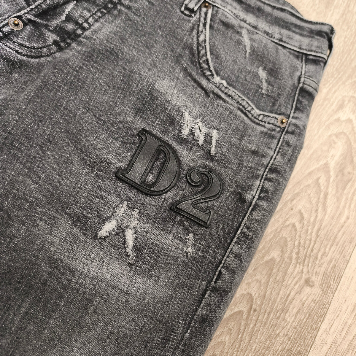 DSQUARED2 Mens Black Distressed Jeans Size 48 IT D2 CIAO Patch Button Fly