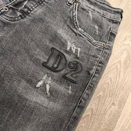 DSQUARED2 Mens Black Distressed Jeans Size 48 IT D2 CIAO Patch Button Fly