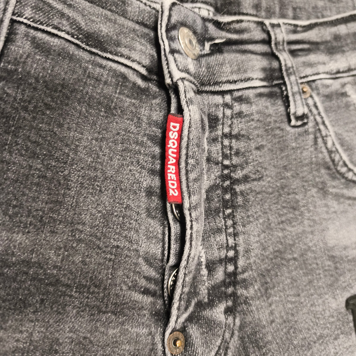 DSQUARED2 Mens Black Distressed Jeans Size 48 IT D2 CIAO Patch Button Fly