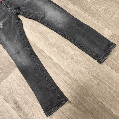 DSQUARED2 Mens Black Distressed Jeans Size 48 IT D2 CIAO Patch Button Fly