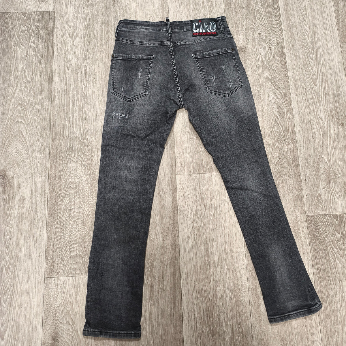 DSQUARED2 Mens Black Distressed Jeans Size 48 IT D2 CIAO Patch Button Fly
