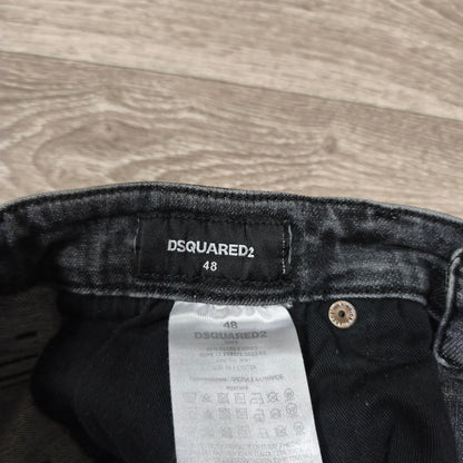 DSQUARED2 Mens Black Distressed Jeans Size 48 IT D2 CIAO Patch Button Fly
