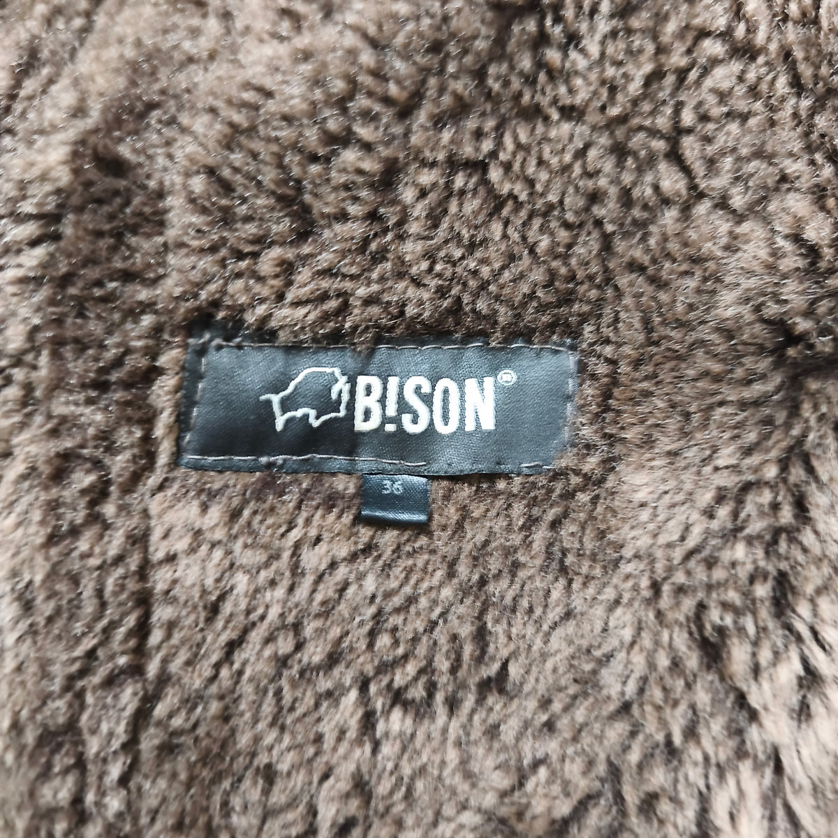 Vintage BISON Womens Sheepskin Shearling Coat Long Hooded Brown Size 36 S Boho