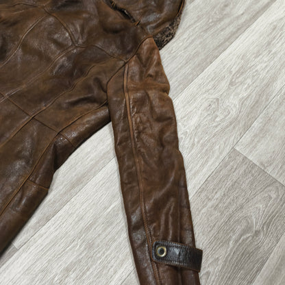 Vintage BISON Womens Sheepskin Shearling Coat Long Hooded Brown Size 36 S Boho