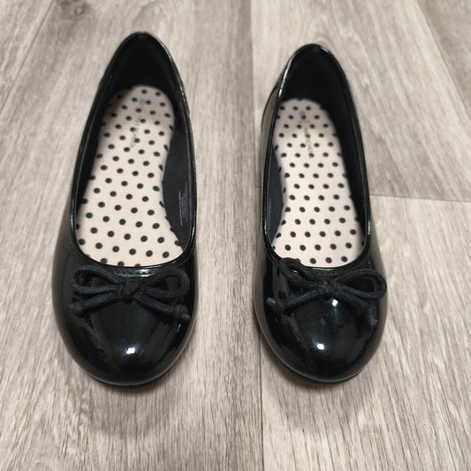 M&S School Girls Black Patent Ballet Pumps Flats Bow UK 3 EU 35.5 Slip On Shoes