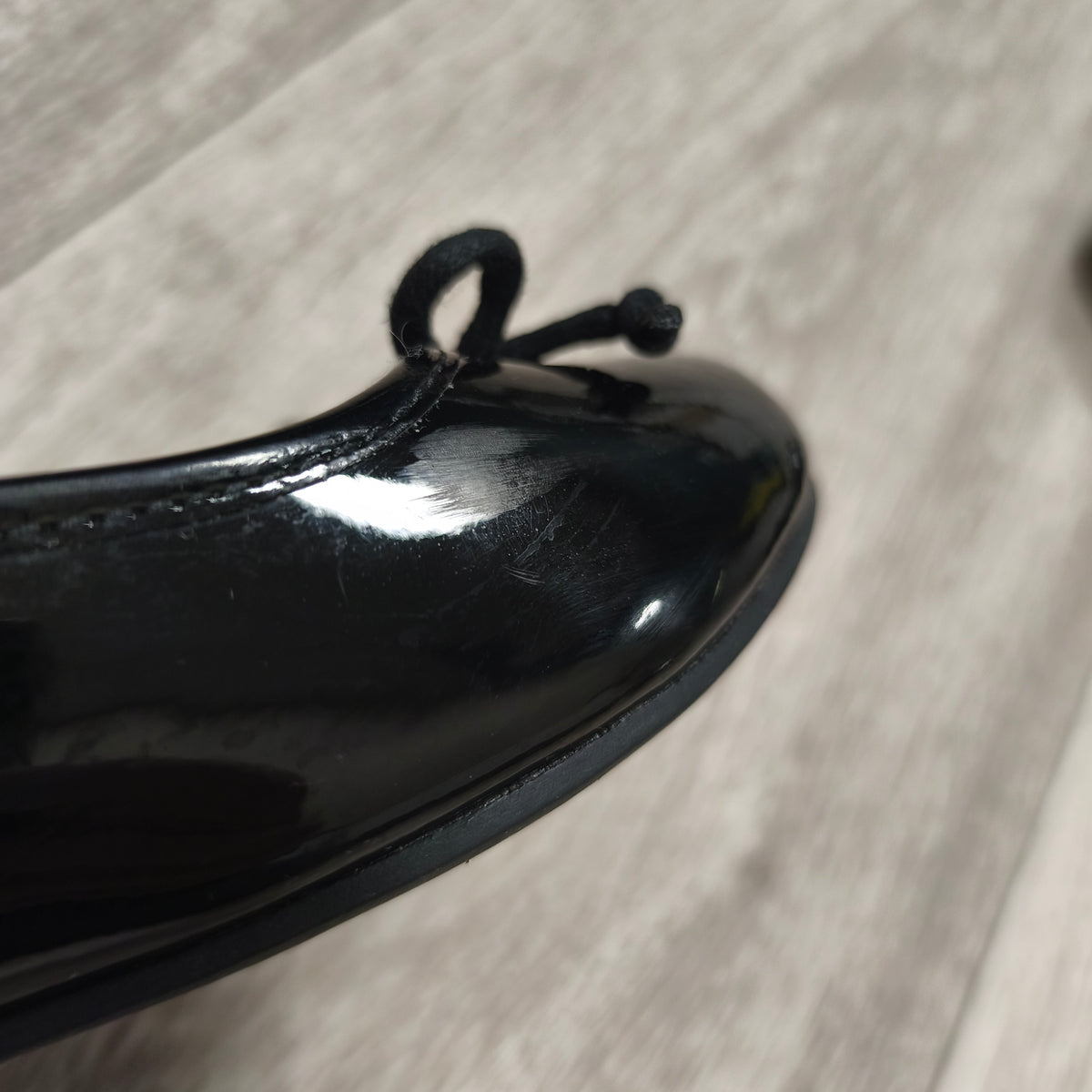 M&S School Girls Black Patent Ballet Pumps Flats Bow UK 3 EU 35.5 Slip On Shoes