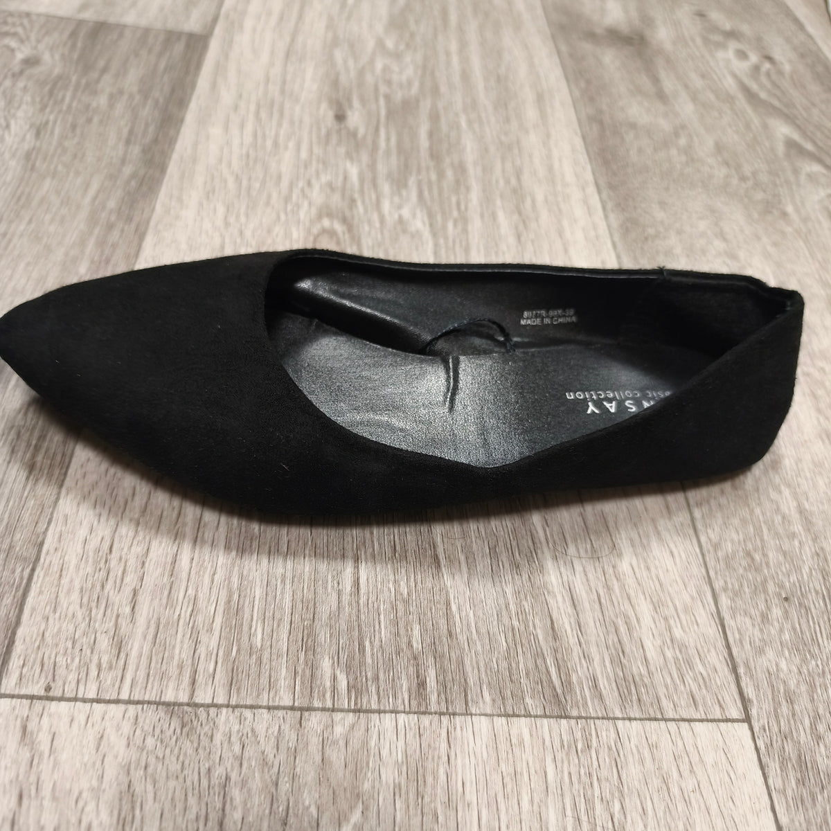 Sinsay Basic Collection Women's Black Ballet Flats Pointed Toe Suede Look EU 39