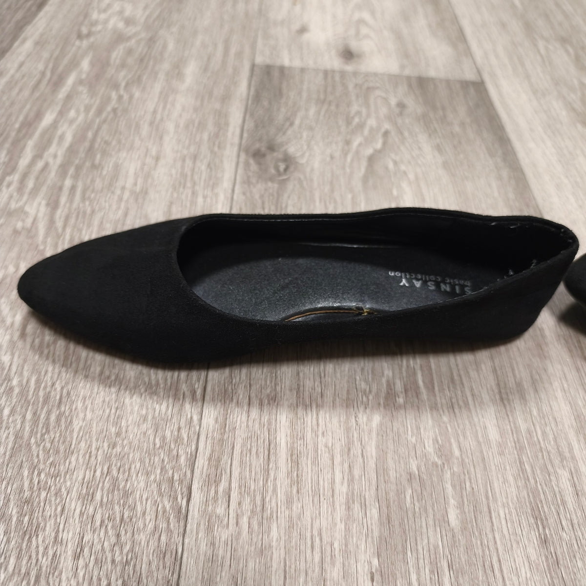 Sinsay Basic Collection Women's Black Ballet Flats Pointed Toe Suede Look EU 39