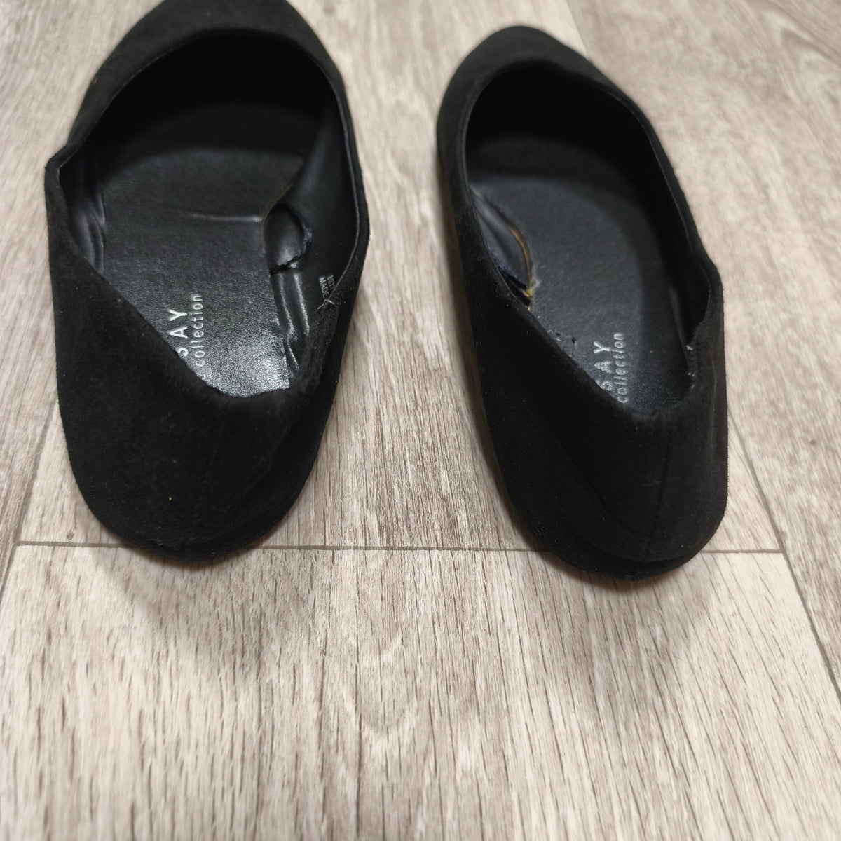 Sinsay Basic Collection Women's Black Ballet Flats Pointed Toe Suede Look EU 39