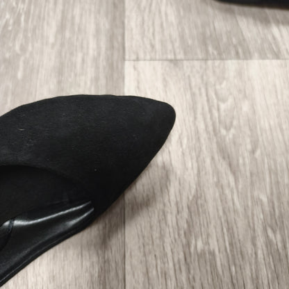 Sinsay Basic Collection Women's Black Ballet Flats Pointed Toe Suede Look EU 39