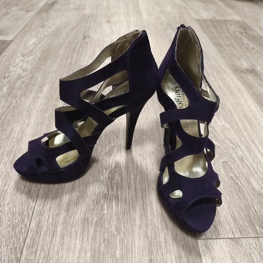 New Look Purple Faux Suede Platform Stiletto Heels Cut Out Sandals UK 3 EU 36