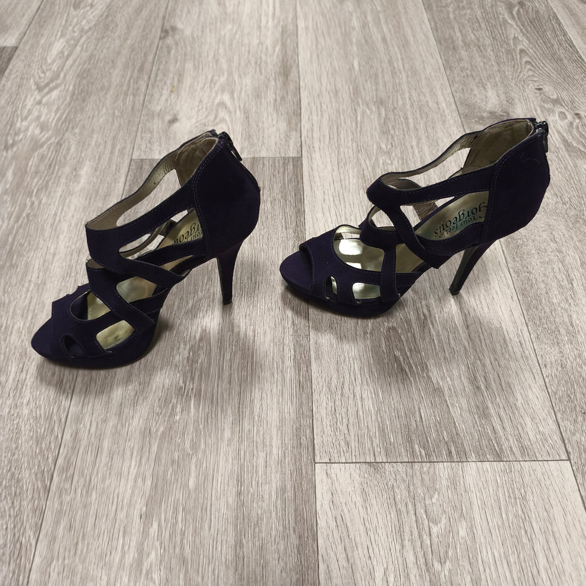 New Look Purple Faux Suede Platform Stiletto Heels Cut Out Sandals UK 3 EU 36