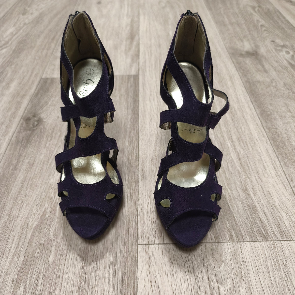 New Look Purple Faux Suede Platform Stiletto Heels Cut Out Sandals UK 3 EU 36