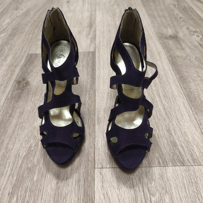 New Look Purple Faux Suede Platform Stiletto Heels Cut Out Sandals UK 3 EU 36