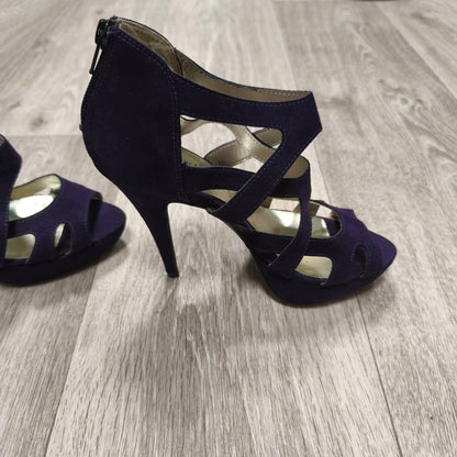 New Look Purple Faux Suede Platform Stiletto Heels Cut Out Sandals UK 3 EU 36