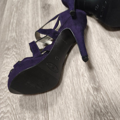 New Look Purple Faux Suede Platform Stiletto Heels Cut Out Sandals UK 3 EU 36