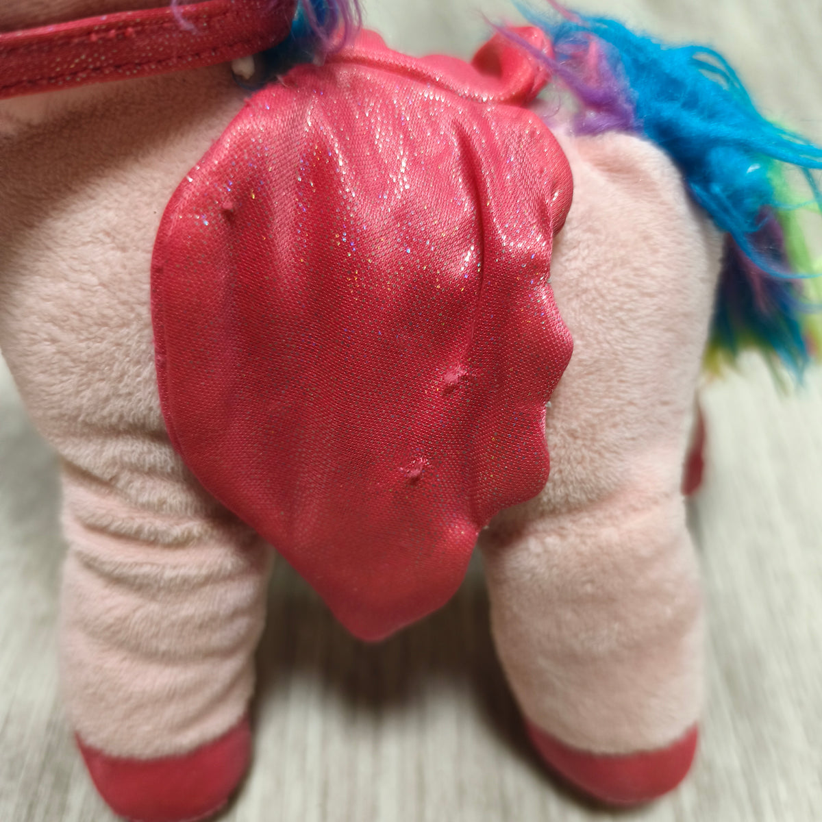 Pink Winged Unicorn Plush Soft Toy Rainbow Mane Glitter Wings Sound Pegasus