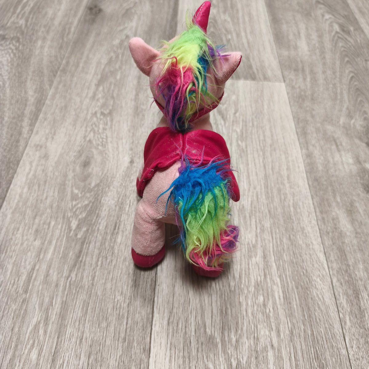 Pink Winged Unicorn Plush Soft Toy Rainbow Mane Glitter Wings Sound Pegasus