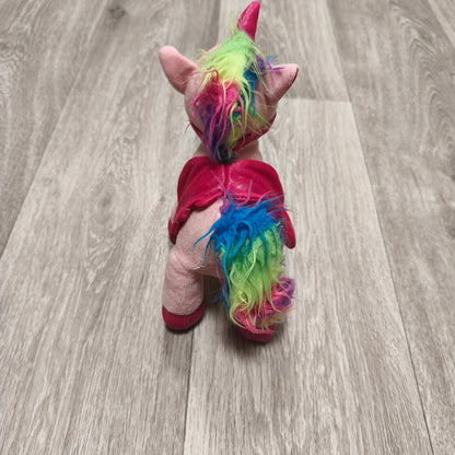 Pink Winged Unicorn Plush Soft Toy Rainbow Mane Glitter Wings Sound Pegasus