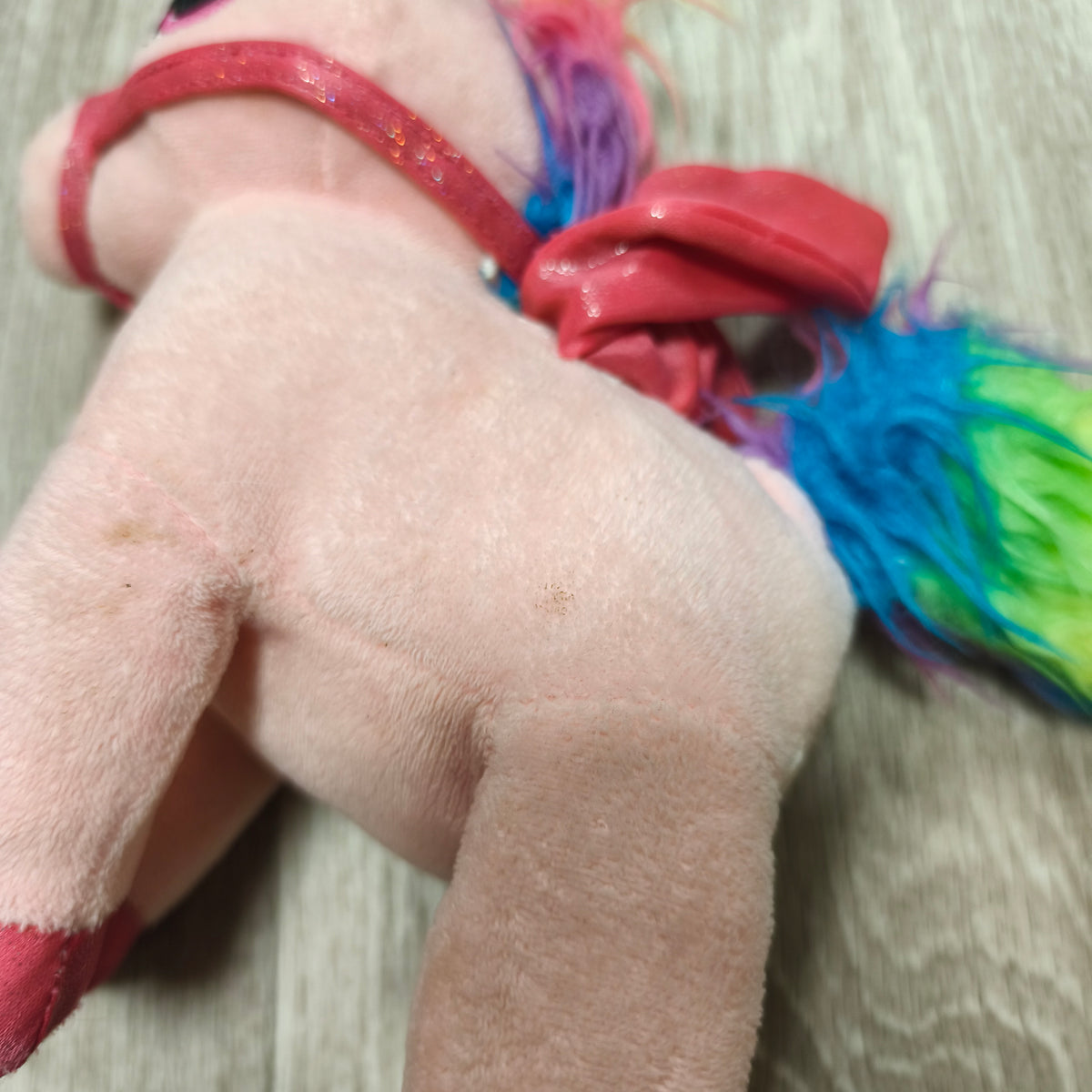 Pink Winged Unicorn Plush Soft Toy Rainbow Mane Glitter Wings Sound Pegasus