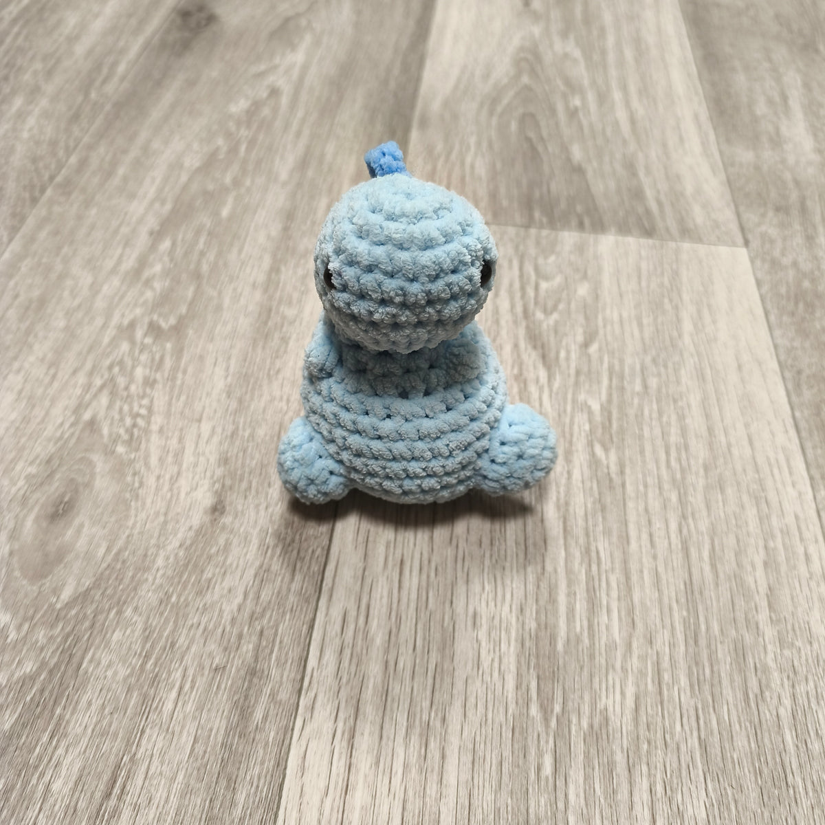 Handmade Crochet Dinosaur Amigurumi Plush Toy Light Blue Chenille Yarn Soft
