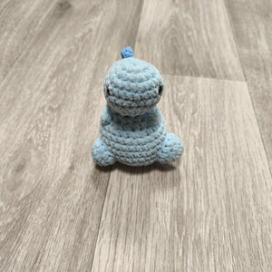 Handmade Crochet Dinosaur Amigurumi Plush Toy Light Blue Chenille Yarn Soft