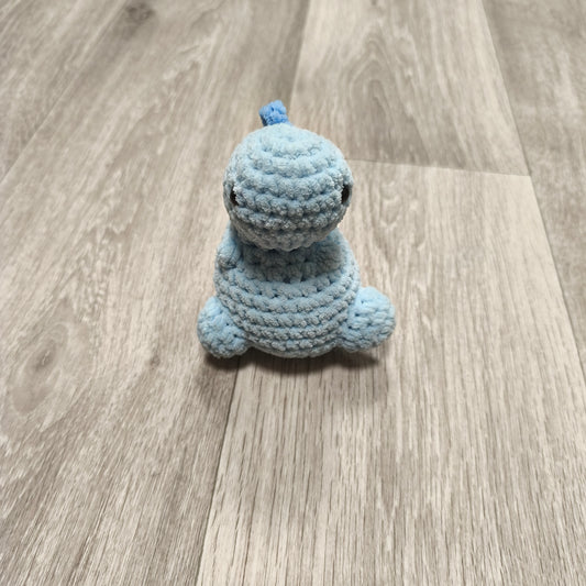 Handmade Crochet Dinosaur Amigurumi Plush Toy Light Blue Chenille Yarn Soft