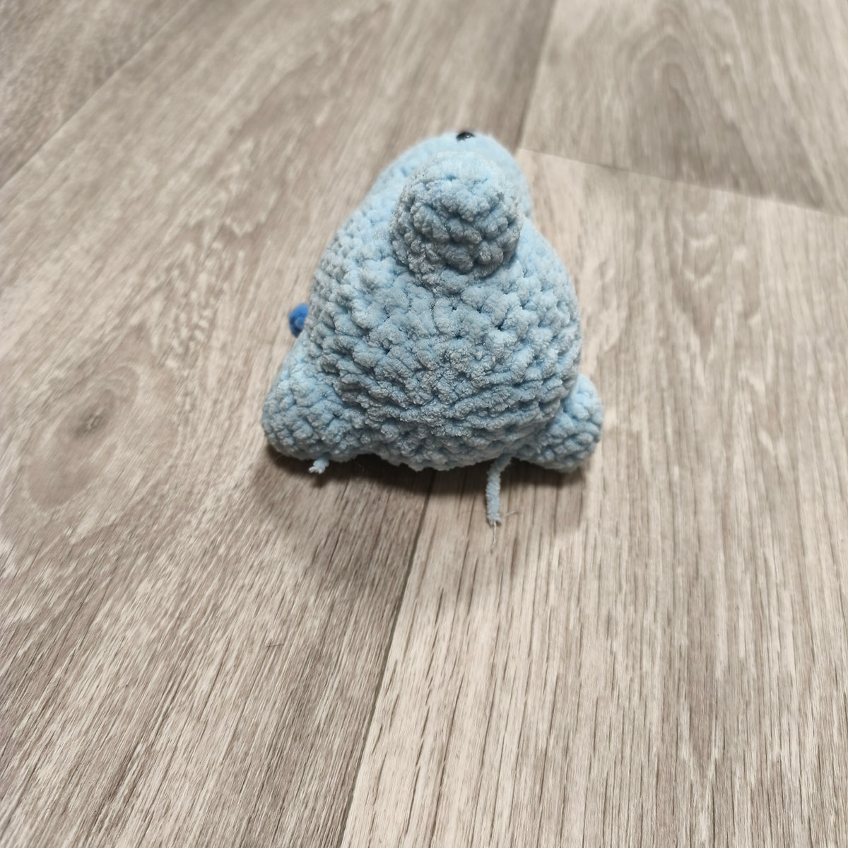 Handmade Crochet Dinosaur Amigurumi Plush Toy Light Blue Chenille Yarn Soft