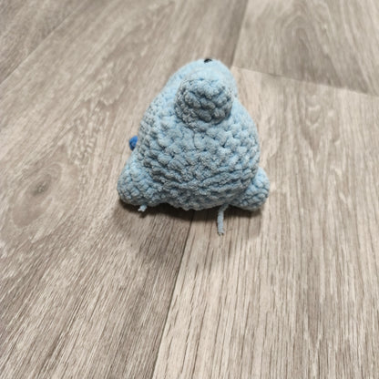 Handmade Crochet Dinosaur Amigurumi Plush Toy Light Blue Chenille Yarn Soft