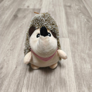 Oakes Leisure Hedgehog Soft Plush Toy Brown Cream Pink Scarf Cuddly Woodland