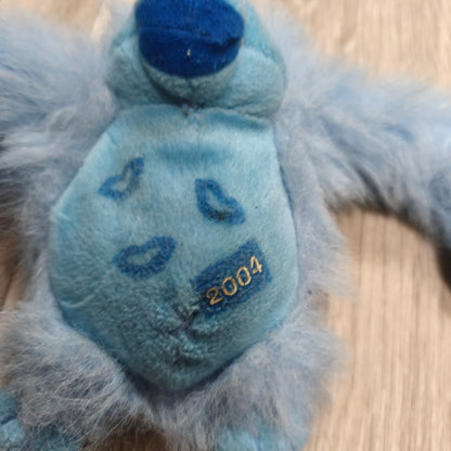 Vintage Sweeney Productions Blue Plush Monkey Gorilla Keychain Clip Pendant 2004
