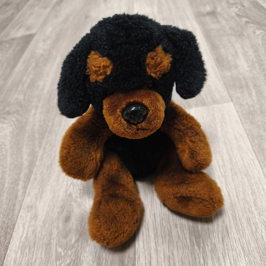 Black Tan Rottweiler Doberman Dog Plush Stuffed Animal Soft Toy Plushie
