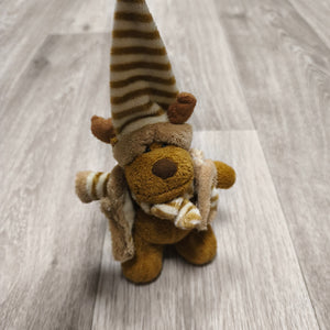 Plush Reindeer Moose Winter Outfit Hat Scarf Stuffed Animal Soft Toy Brown