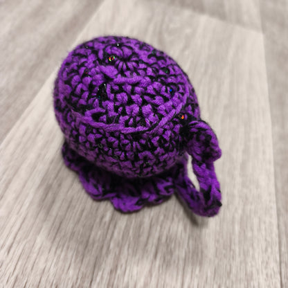 Handmade Crochet Purple Floral Teacup Ornament Figurine Sparkle Yarn Amigurumi