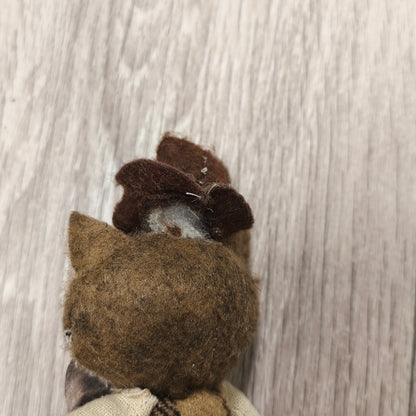 Felt Animal Plush Figurine Gentleman Cat Fox Top Hat Bow Tie Plaid Body