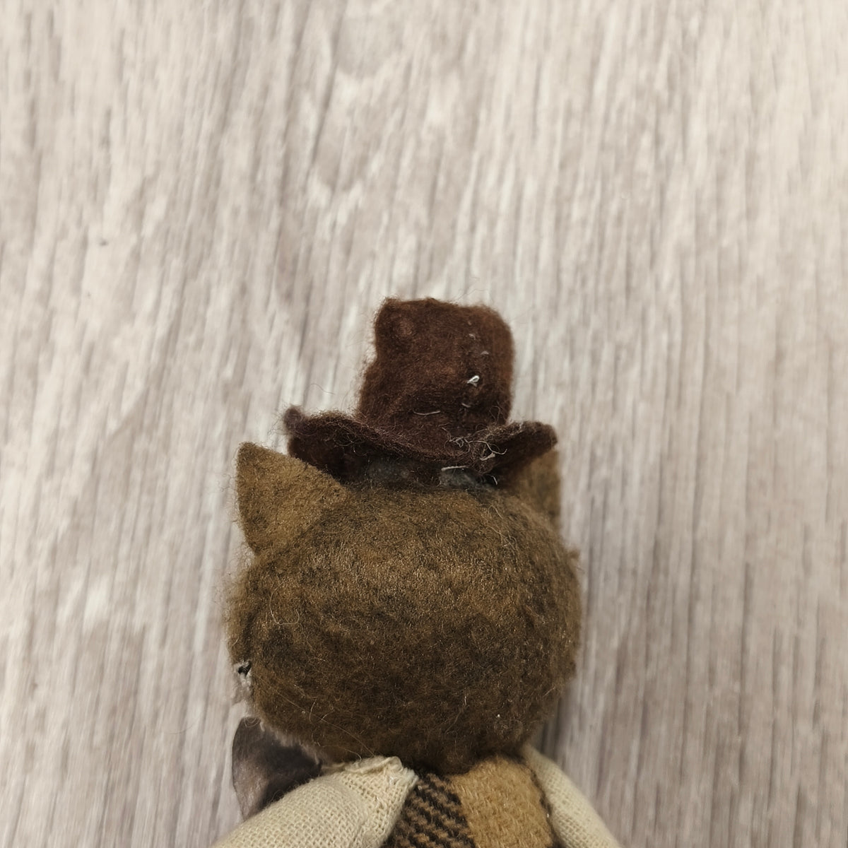Felt Animal Plush Figurine Gentleman Cat Fox Top Hat Bow Tie Plaid Body