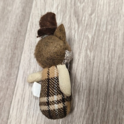 Felt Animal Plush Figurine Gentleman Cat Fox Top Hat Bow Tie Plaid Body