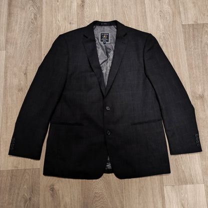 A.W. DUNMORE Mens Plaid Check Blazer Jacket Size 56 EU Charcoal Grey Sport Coat