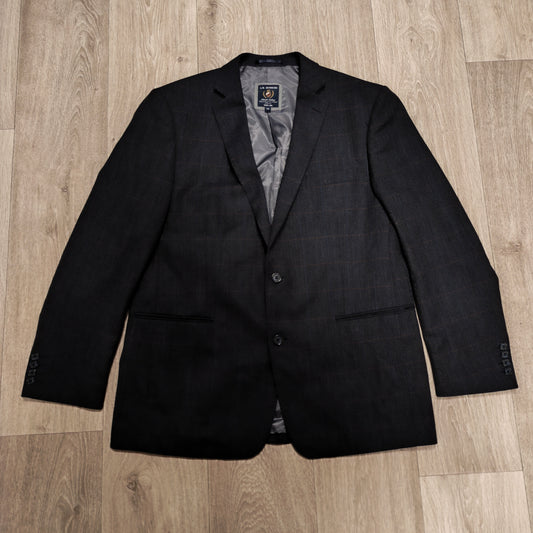 A.W. DUNMORE Mens Plaid Check Blazer Jacket Size 56 EU Charcoal Grey Sport Coat