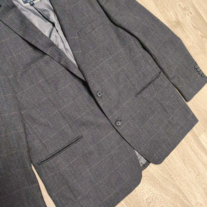 A.W. DUNMORE Mens Plaid Check Blazer Jacket Size 56 EU Charcoal Grey Sport Coat