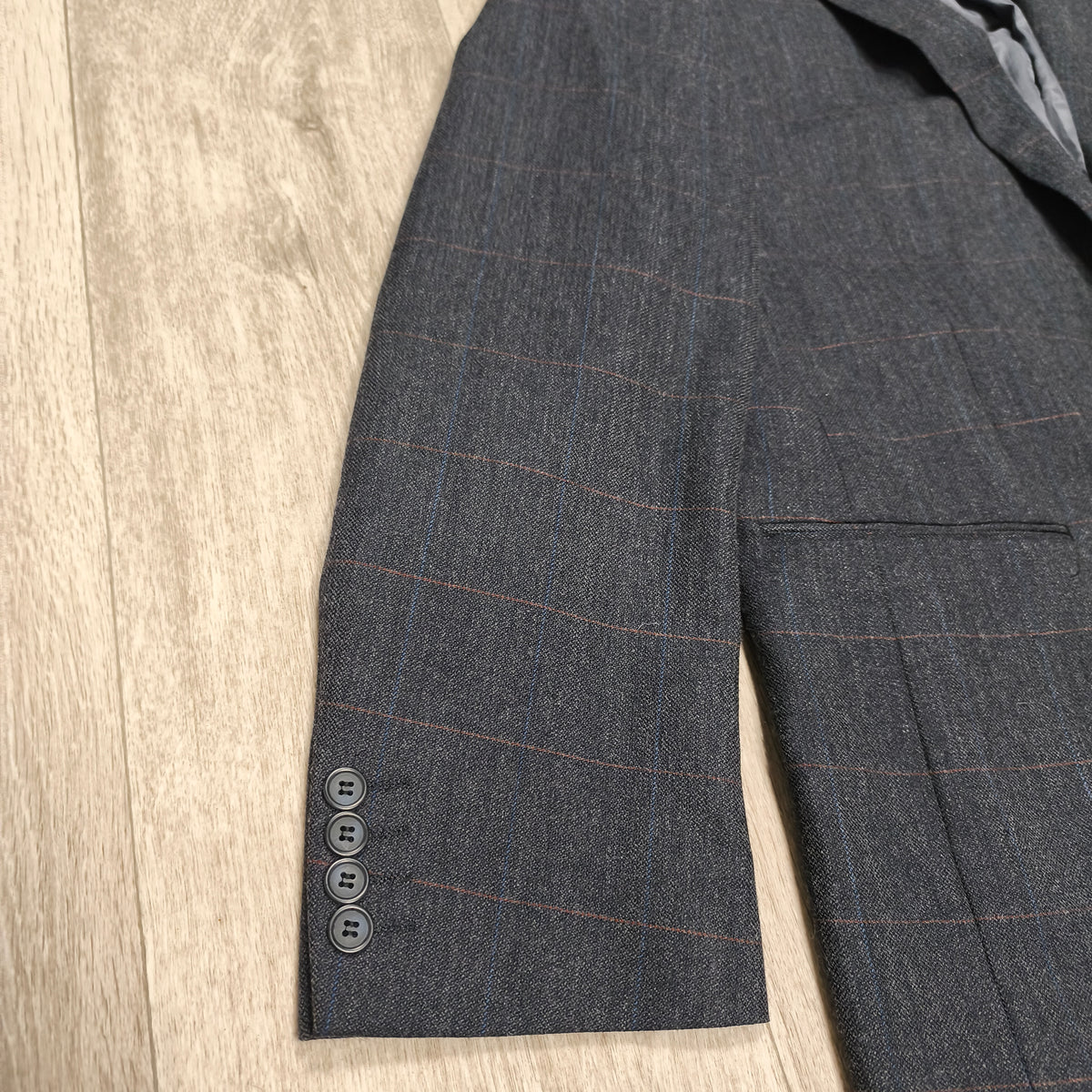 A.W. DUNMORE Mens Plaid Check Blazer Jacket Size 56 EU Charcoal Grey Sport Coat