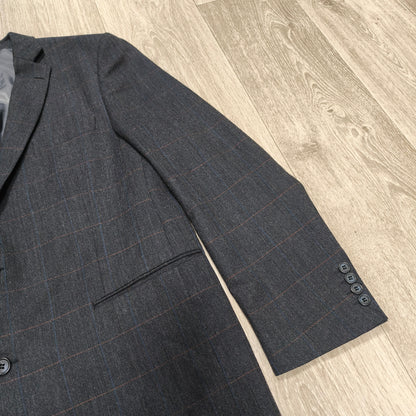 A.W. DUNMORE Mens Plaid Check Blazer Jacket Size 56 EU Charcoal Grey Sport Coat