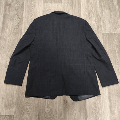 A.W. DUNMORE Mens Plaid Check Blazer Jacket Size 56 EU Charcoal Grey Sport Coat
