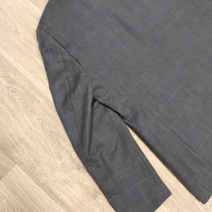 A.W. DUNMORE Mens Plaid Check Blazer Jacket Size 56 EU Charcoal Grey Sport Coat